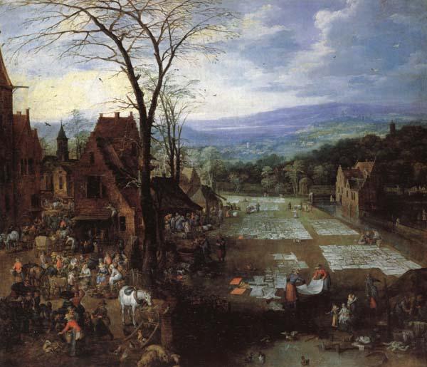 Joos de Momper A Flemish Market and Washing-Place oil painting picture